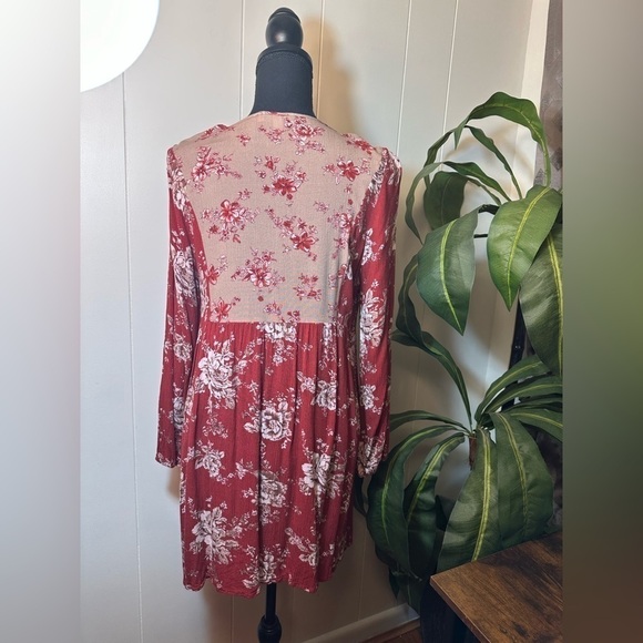 Tassels N Lace Burgundy Boho Floral Dress Size Small - Picture 5 of 9